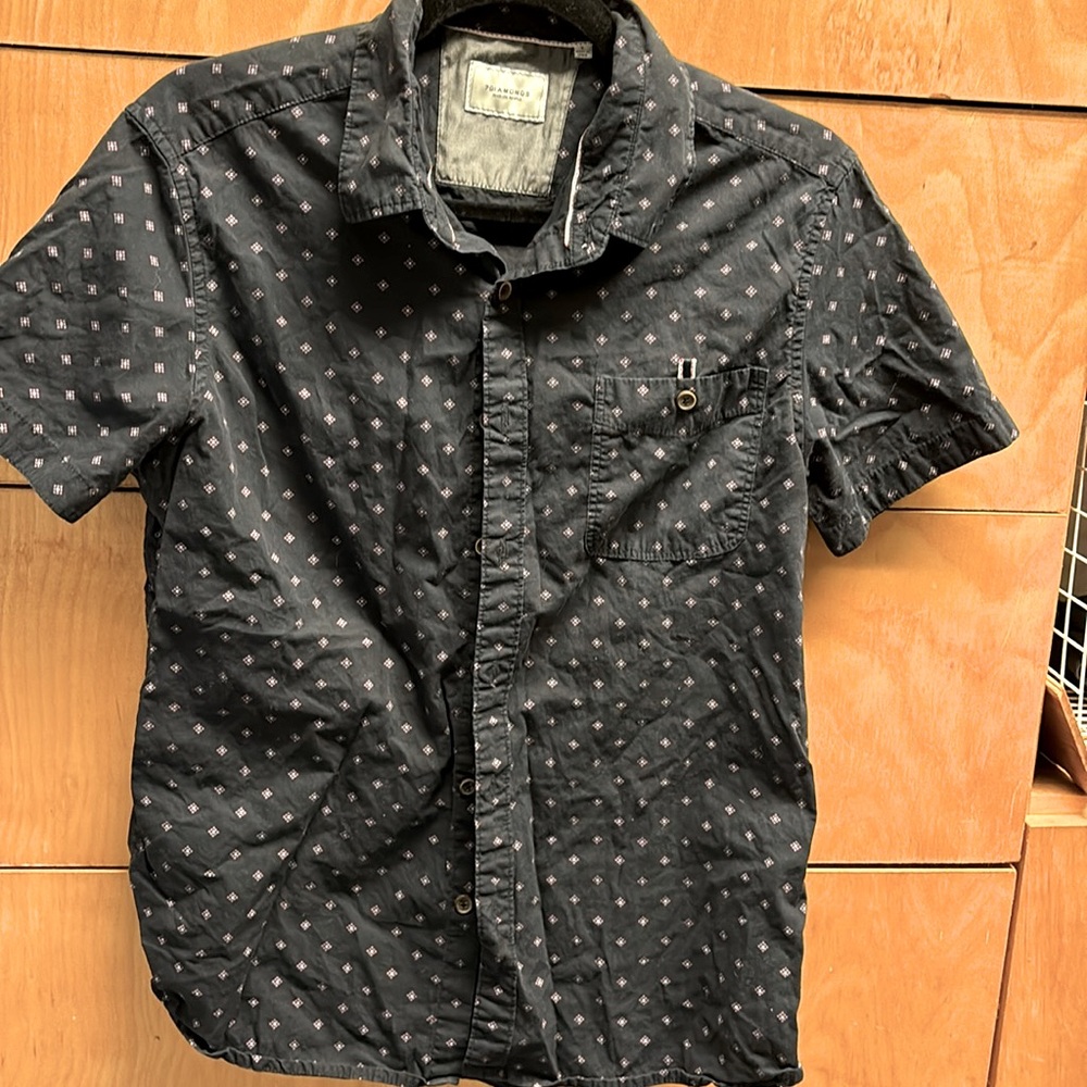 7 Diamonds Charcoal Patterned Casual Shirt
